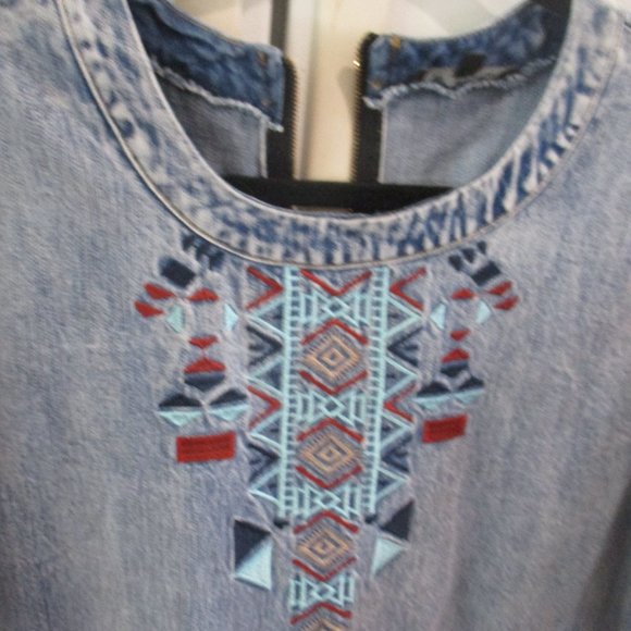 POL boho aztec fun cotton denim short dress festival m - Picture 3 of 4